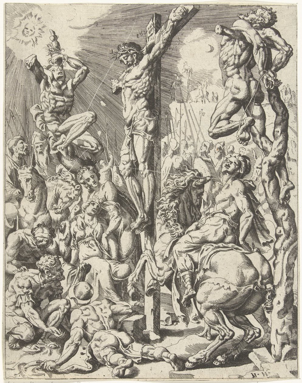 Christ on the Cross (Fall and Redemption of Humanity through the Life and Passion of Christ) by Dirck Volckertsz. Coornhert (attributed to)