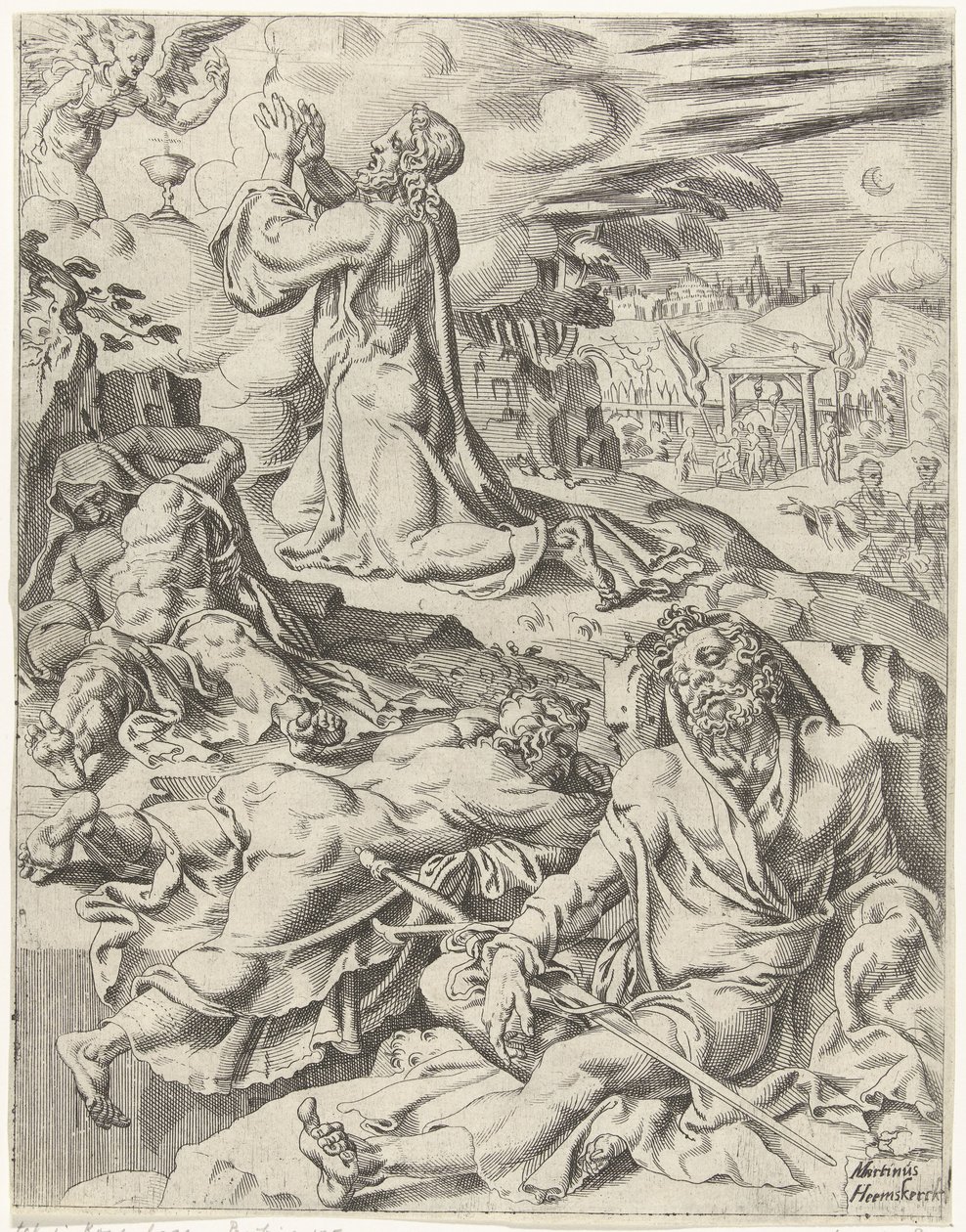 Christ in the Garden of Gethsemane (The Fall and Redemption of Mankind through the Life and Passion of Christ) by Dirck Volckertsz. Coornhert (attributed to)