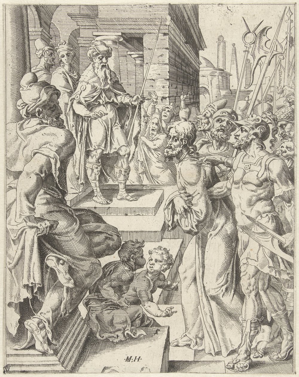 Christ before Pilate by Dirck Volckertsz. Coornhert (attributed to)