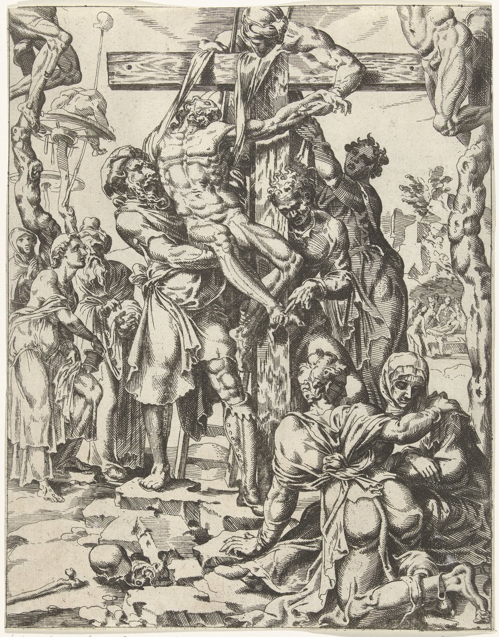 Descent from the Cross (The Fall and Redemption of Mankind Through the Life and Passion of Christ) by Dirck Volckertsz. Coornhert (attributed to)