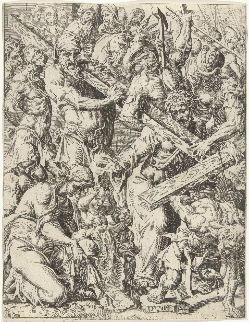 Carrying of the Cross (The Fall and Redemption of Mankind through the Life and Passion of Christ series) by Dirck Volckertsz. Coornhert (attributed to)