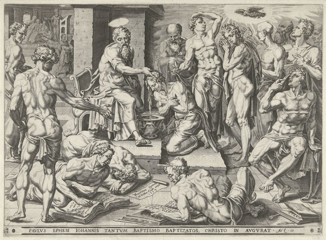 Paul Baptizing the Inhabitants of Ephesus by Dirck Volckertsz. Coornhert (attributed to)