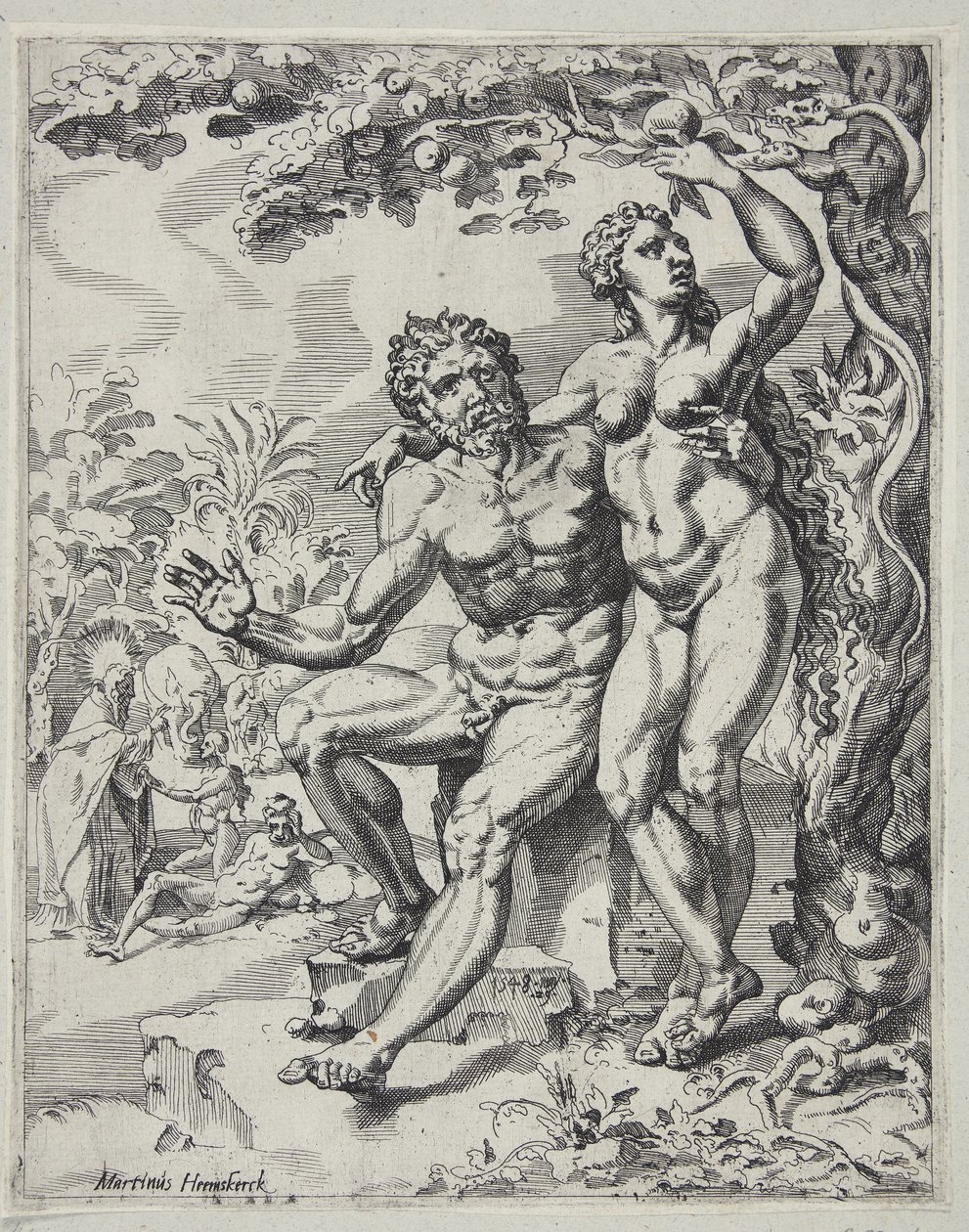 Adam and Eve Taking the Forbidden Fruit by Dirck Volckertsz. Coornhert