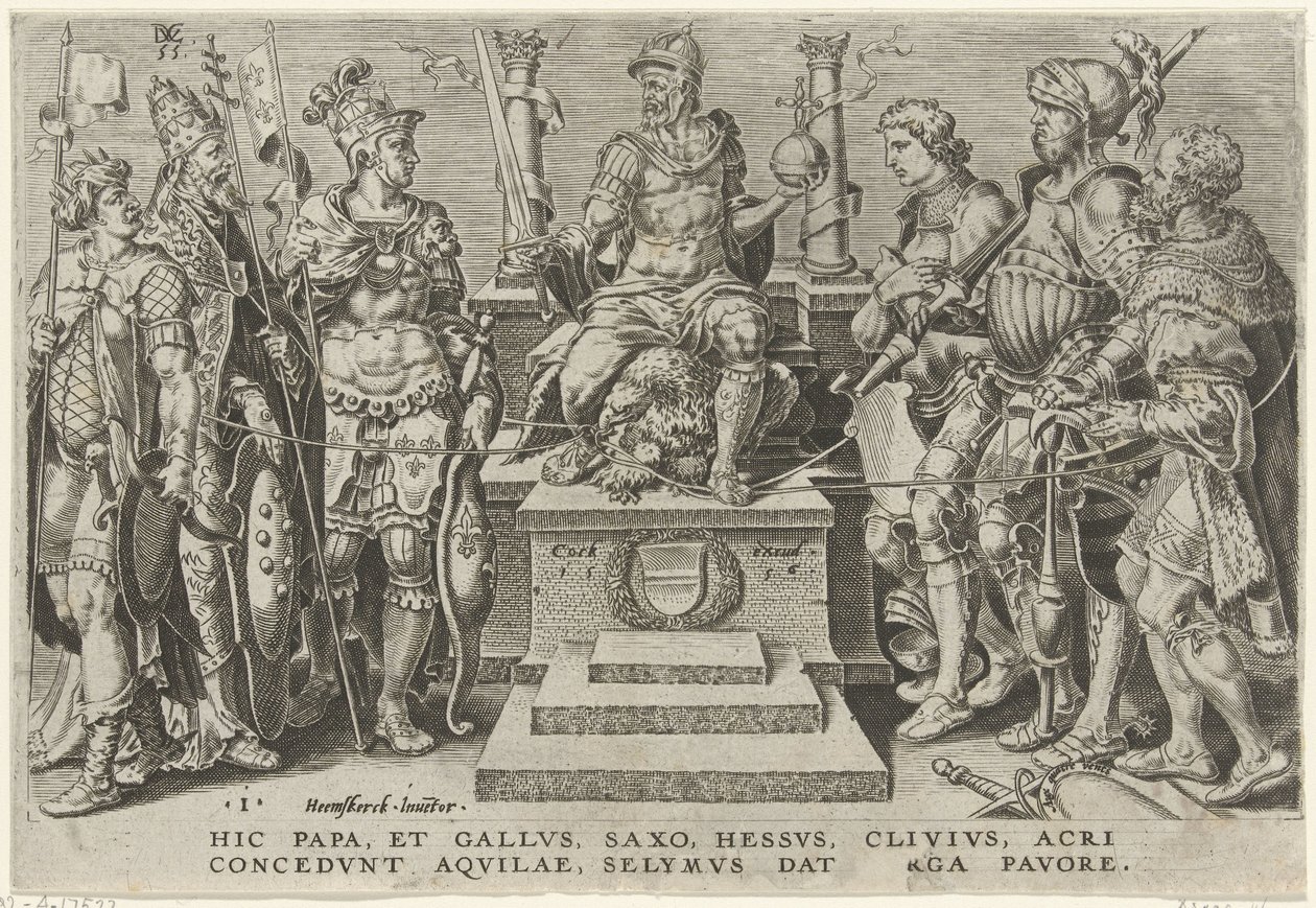 Emperor Charles V Surrounded by His Defeated Opponents (Victories of Charles V series) by Dirck Volckertsz. Coornhert