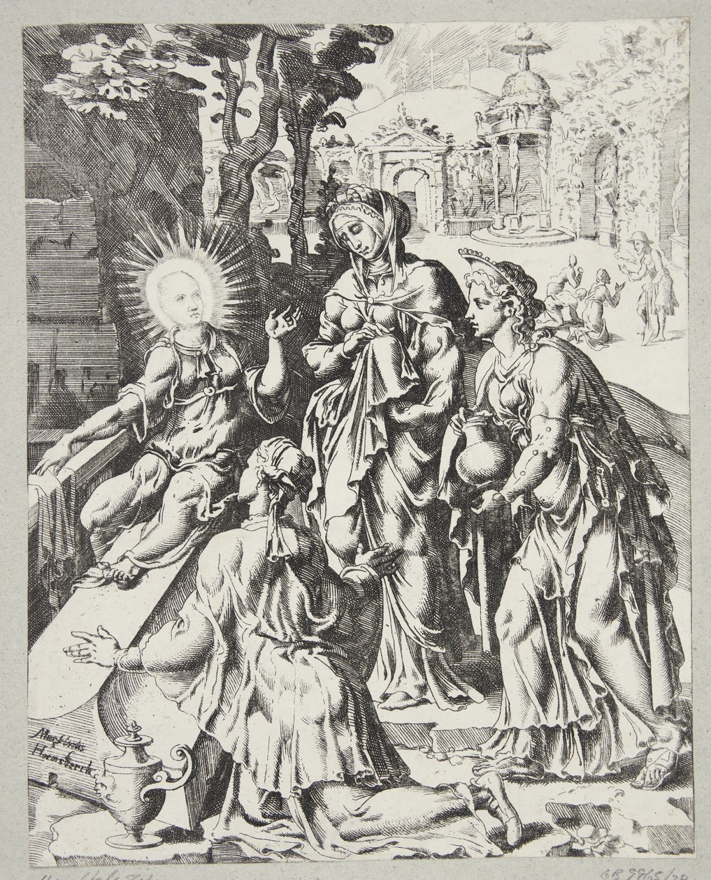 The Three Holy Women at the Sepulchre by Dirck Volckertsz. Coornhert