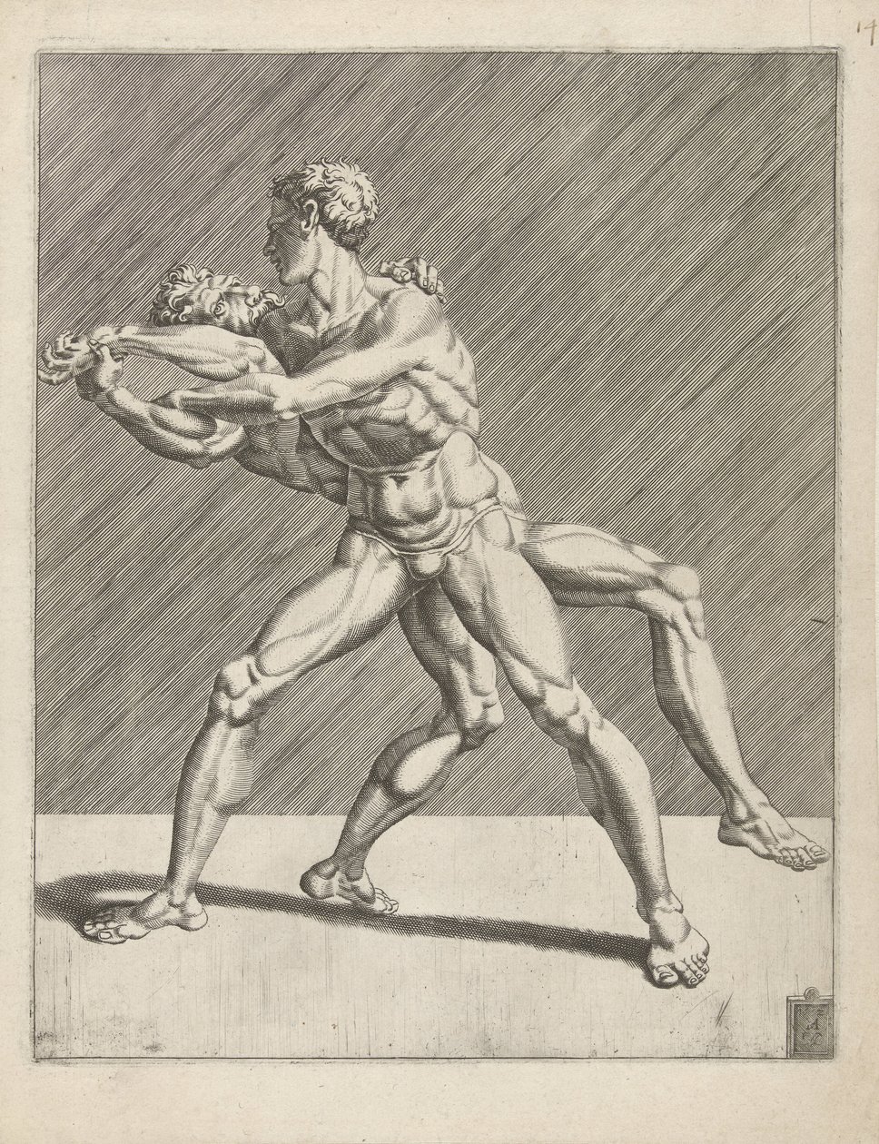 Two Wrestlers by Dirck Volckertsz. Coornhert