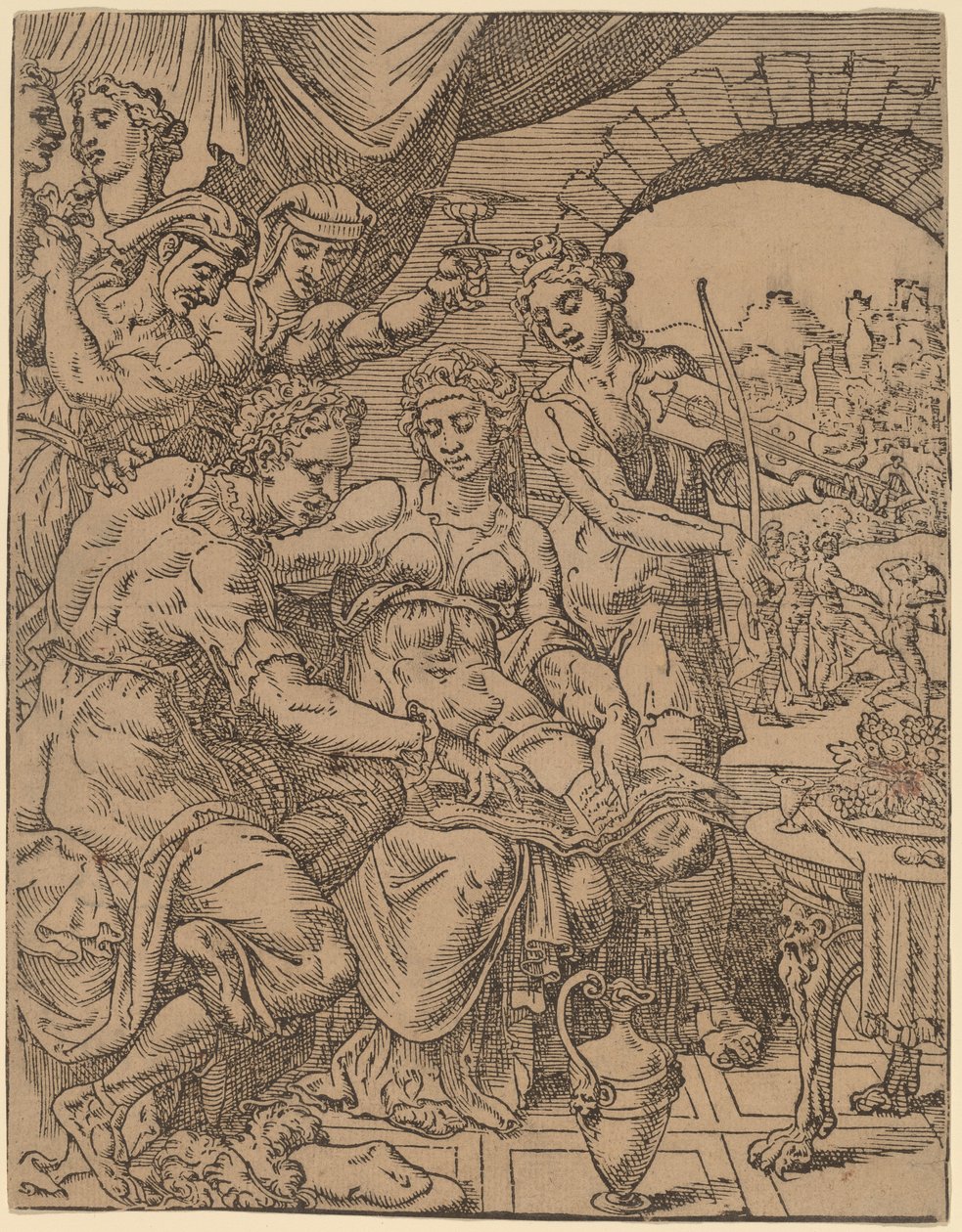 The Prodigal Son Squandering His Inheritance on Harlots by Dirck Volckertz Coornhert after Maerten van Heemskerck