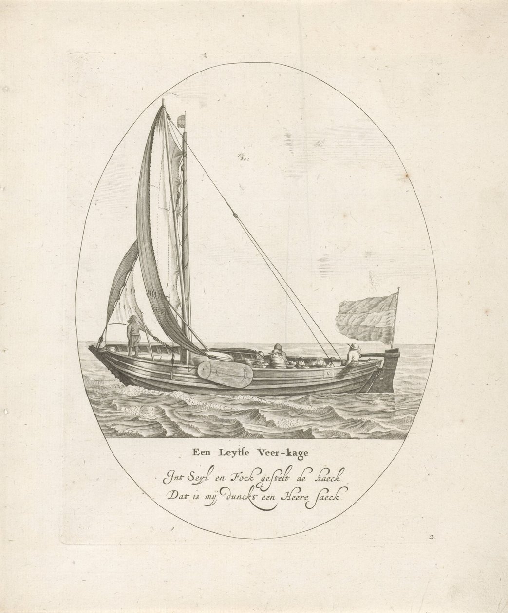 Leiden Ferry (title on object) Eight Different Types of Dutch Inland Vessels (series title) by Dirk Eversen Lons