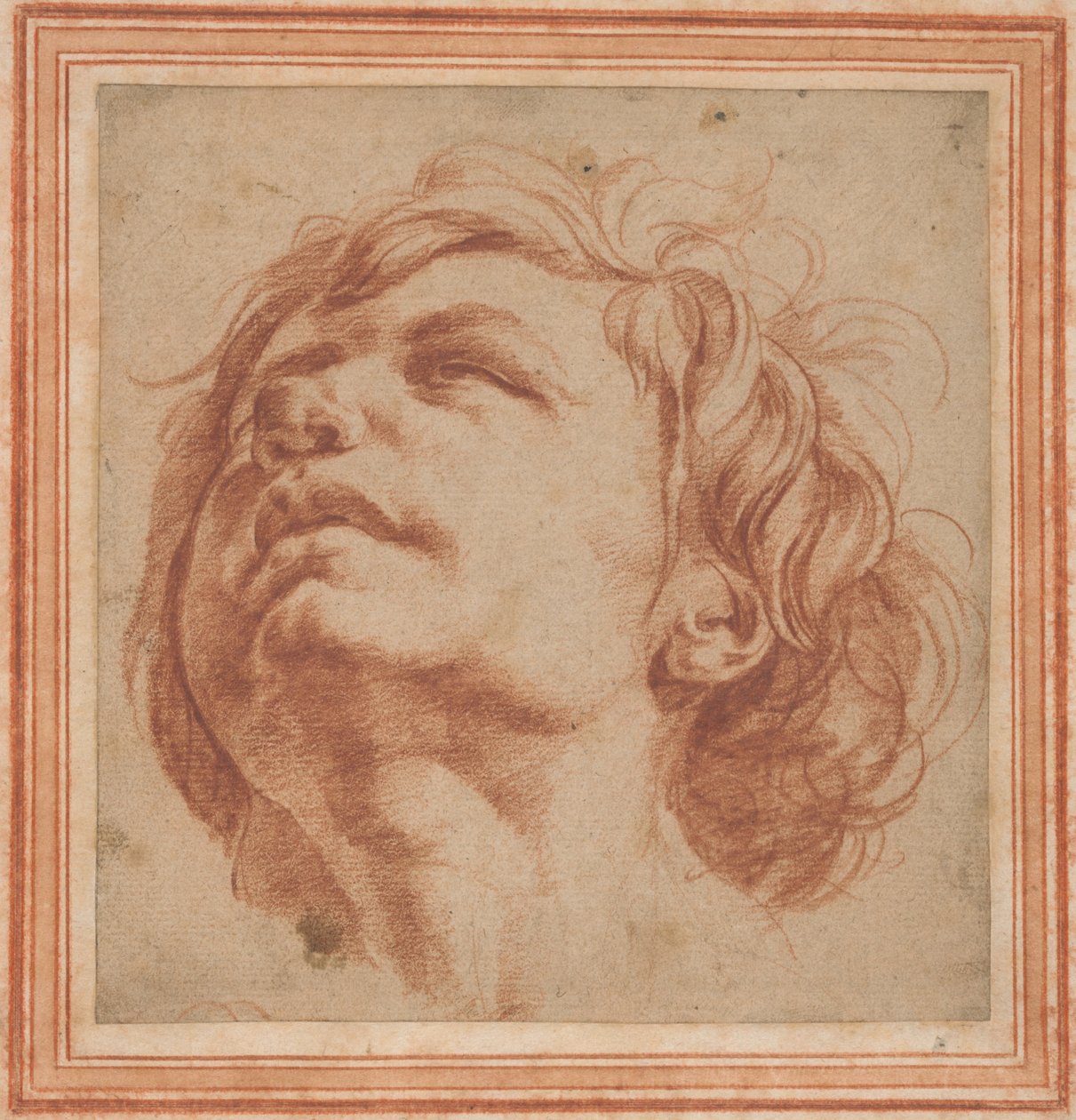 Head Study of a Young Man Looking Upward by Dirk Helmbreker