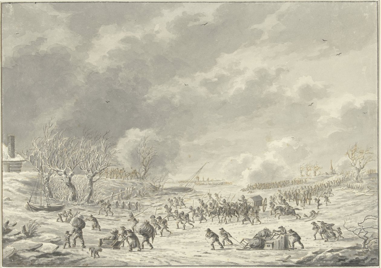The French Crossing the Waal at Bommel, January 1795 by Dirk Langendijk
