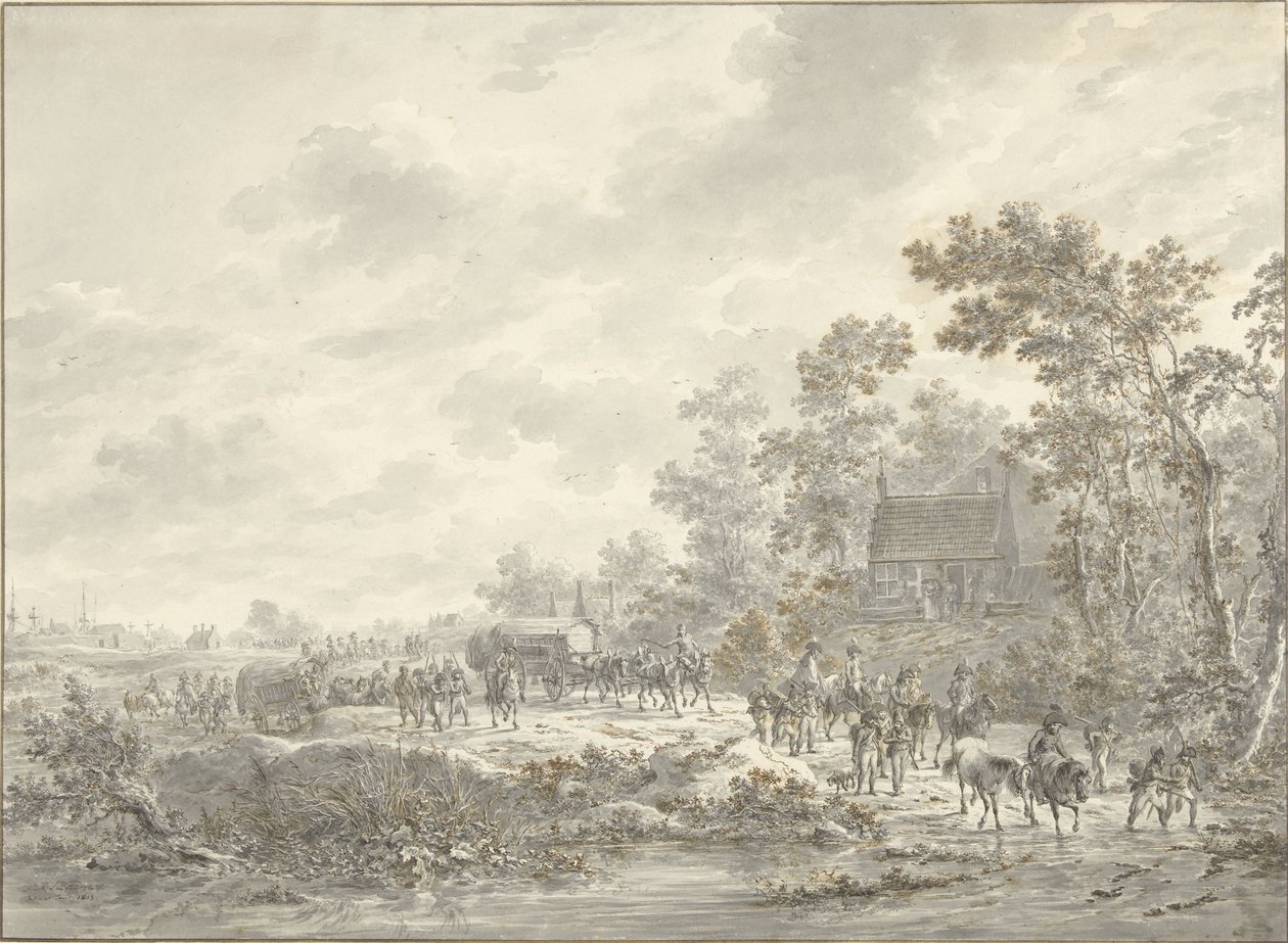 An Army Marches Through a Village by Dirk Langendijk