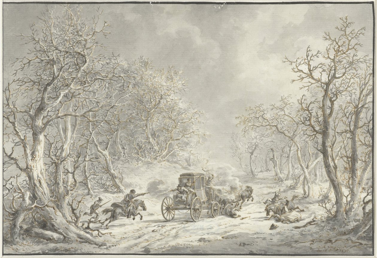 Attack on a Carriage by Highwaymen by Dirk Langendijk
