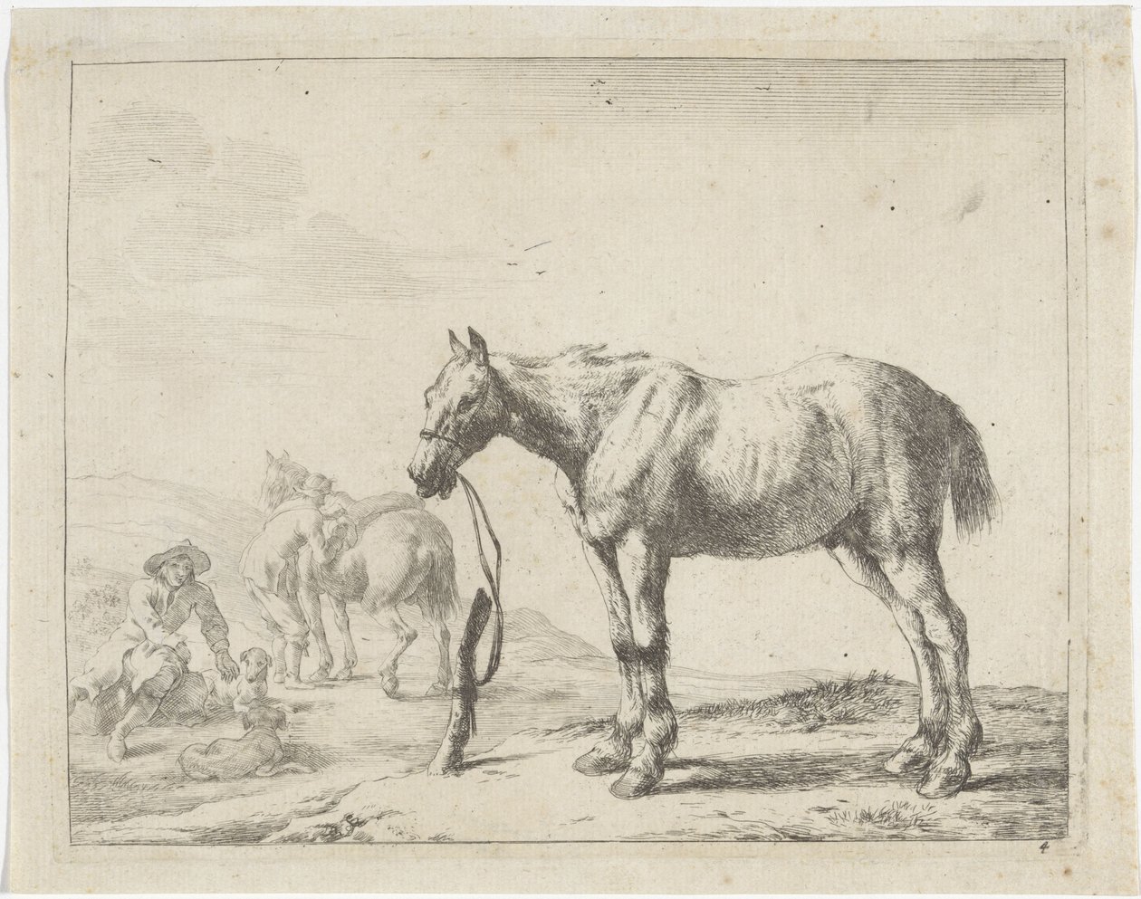 Horse Tied to a Post Facing Left by Dirk Stoop