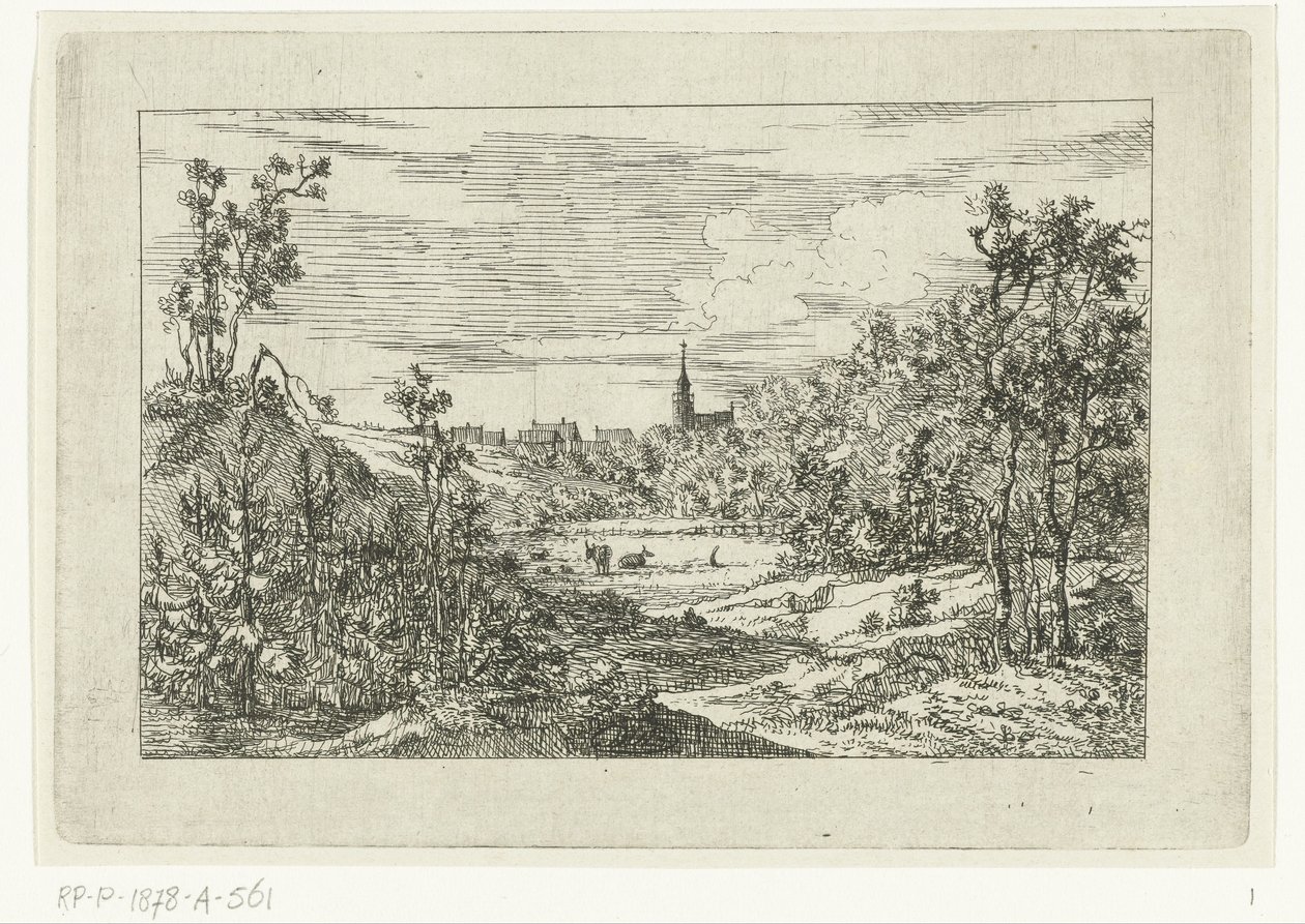 Dune Landscape and View of Houses and Church of Scheveningen by Dirk Vis Blokhuyzen