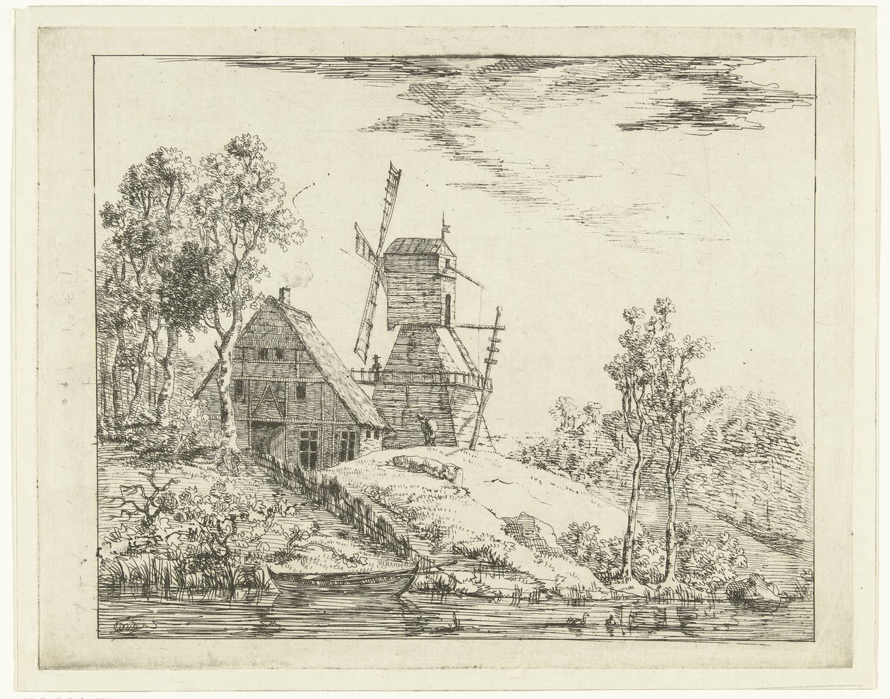 Landscape with Farm and Mill in Holstein by Dirk Vis Blokhuyzen