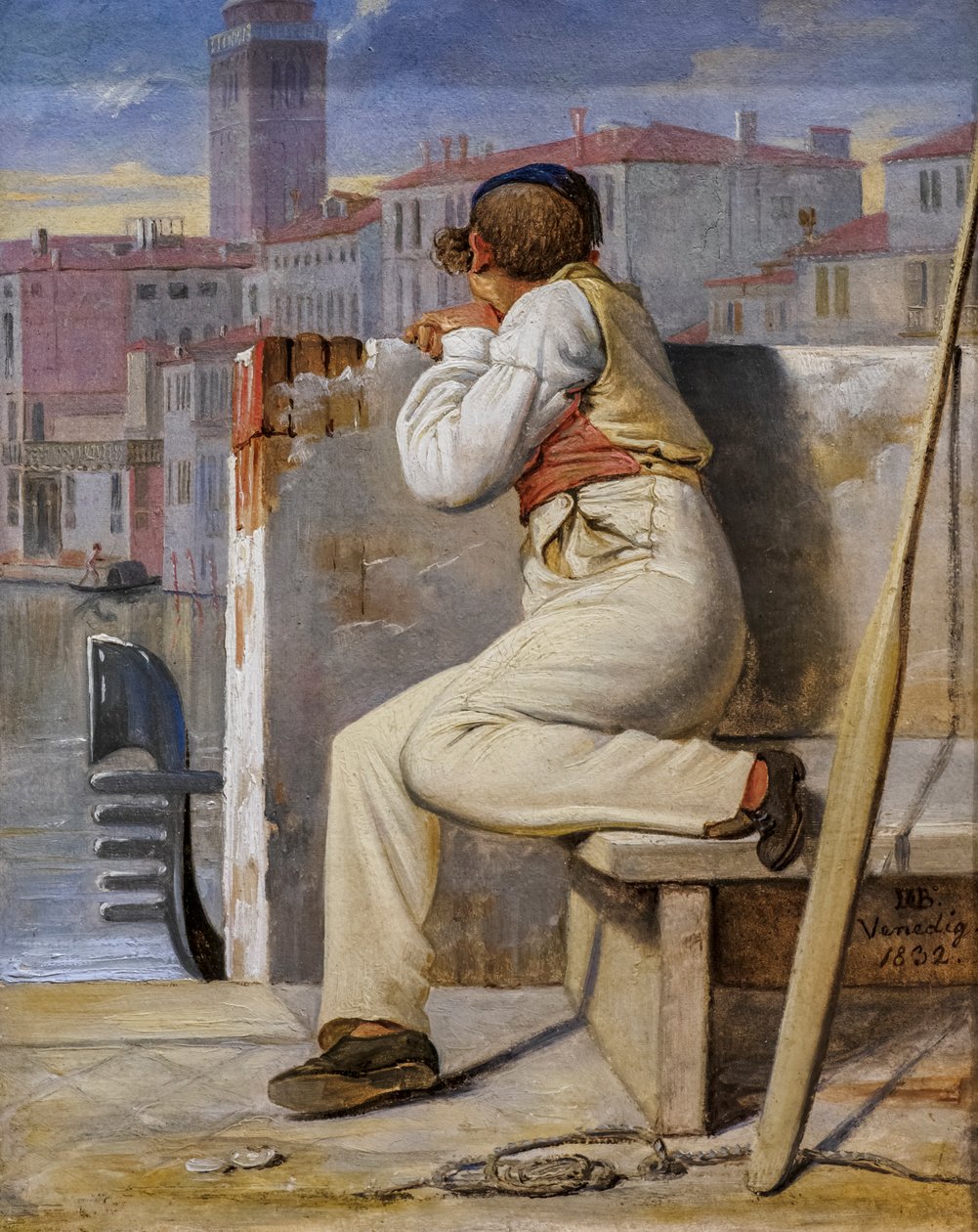 A Gondolier, Venice by Ditlev Conrad Blunck