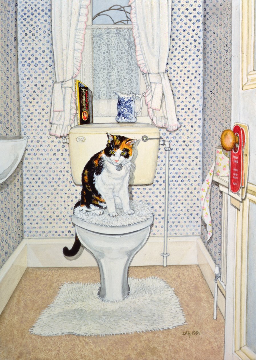 Cat on the Loo, 1991 by Ditz