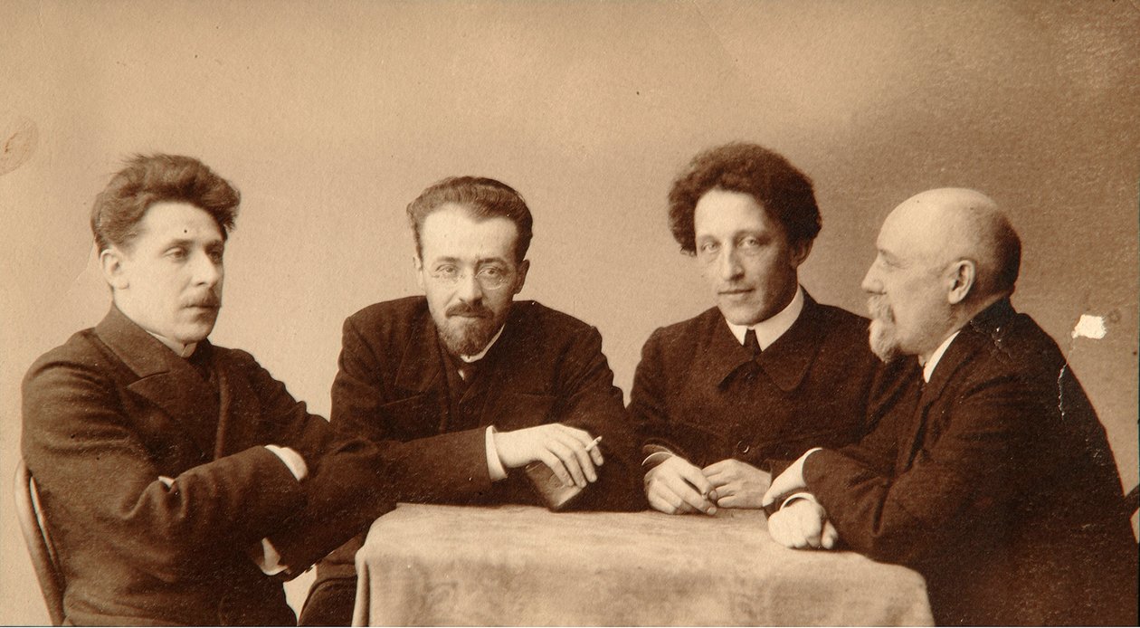 Group Portrait of Poets Alexander Blok, Georgii Chulkov, Konstantin Erberg, and Fyodor Sologub by Dmitri Spiridonovich Zdobnov