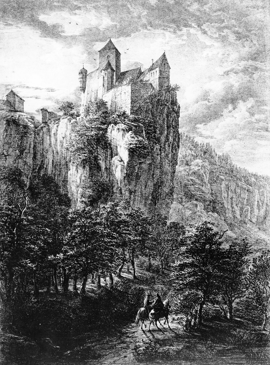 Schloss Prunn in Altmuhlthal, print by Friedrich Wilhelm Bollinger, 1818 by Domenico Quaglio
