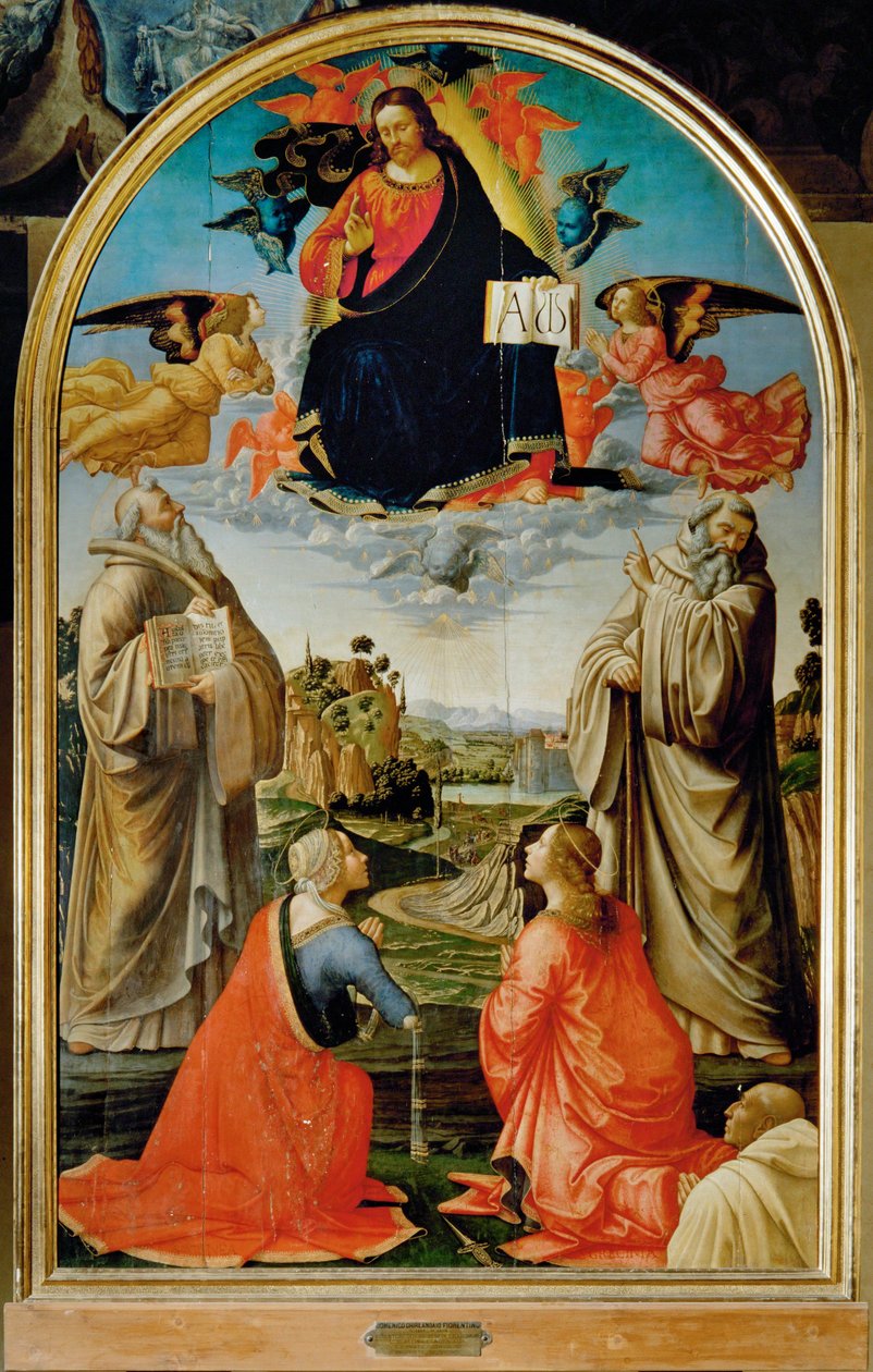 Christ in Glory with Saints Benedetto, Romualdo, Attinea and Others by Domenico (1449-94) Ghirlandaio