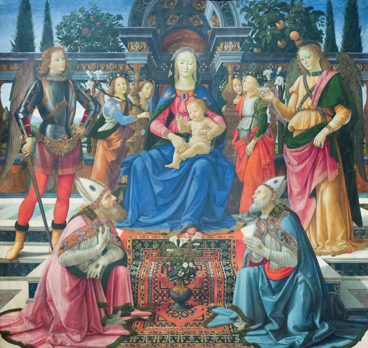 Madonna and Child with the archangels and with the sainted bishops Justus and Zenobius by Domenico (1449 94) Ghirlandaio