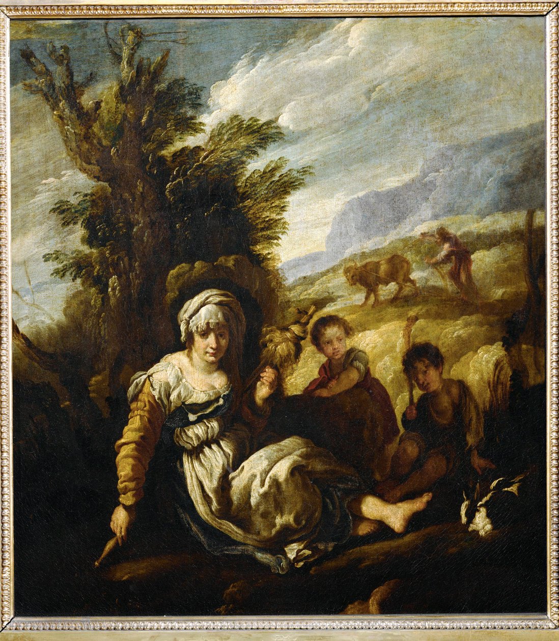 Eve Spinning, Adam Ploughing, also called Country Life by Domenico (after) Fetti