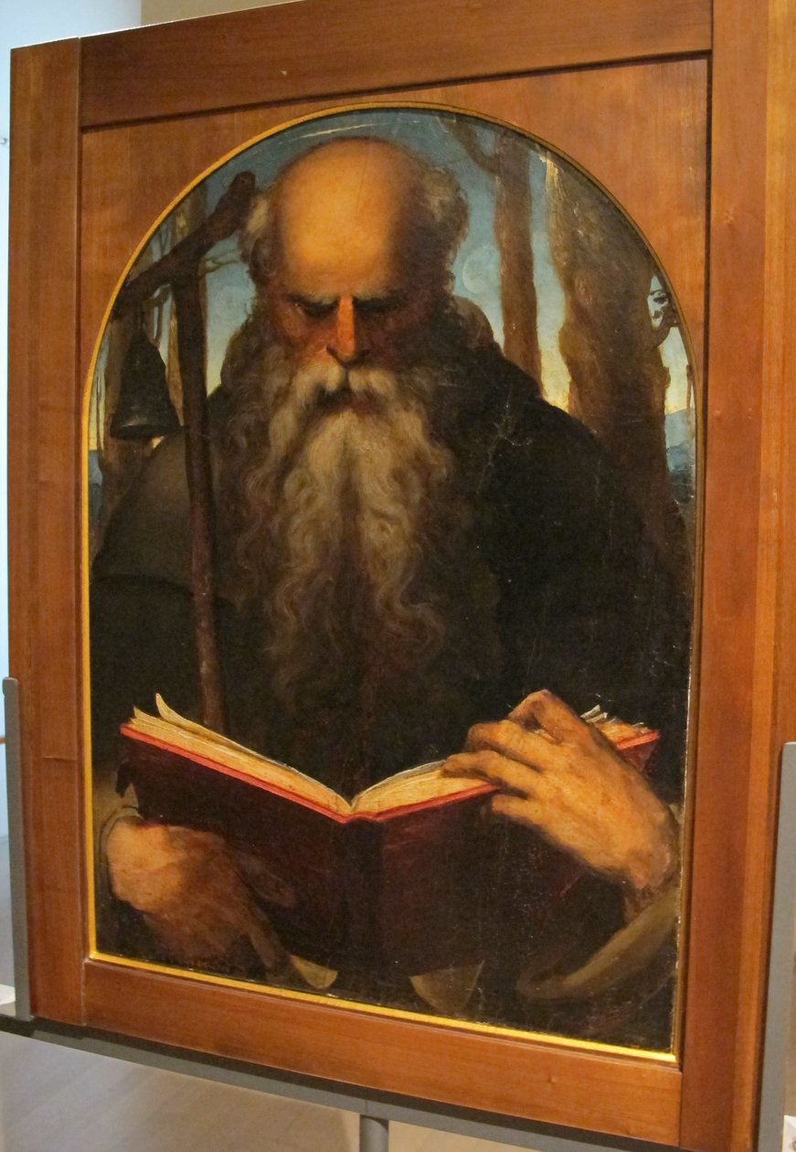 Baccafumi, Bier for the Deceased of the Company of St. Anthony Abbot, 1538-40, Saint Anthony Reading by Domenico Beccafumi