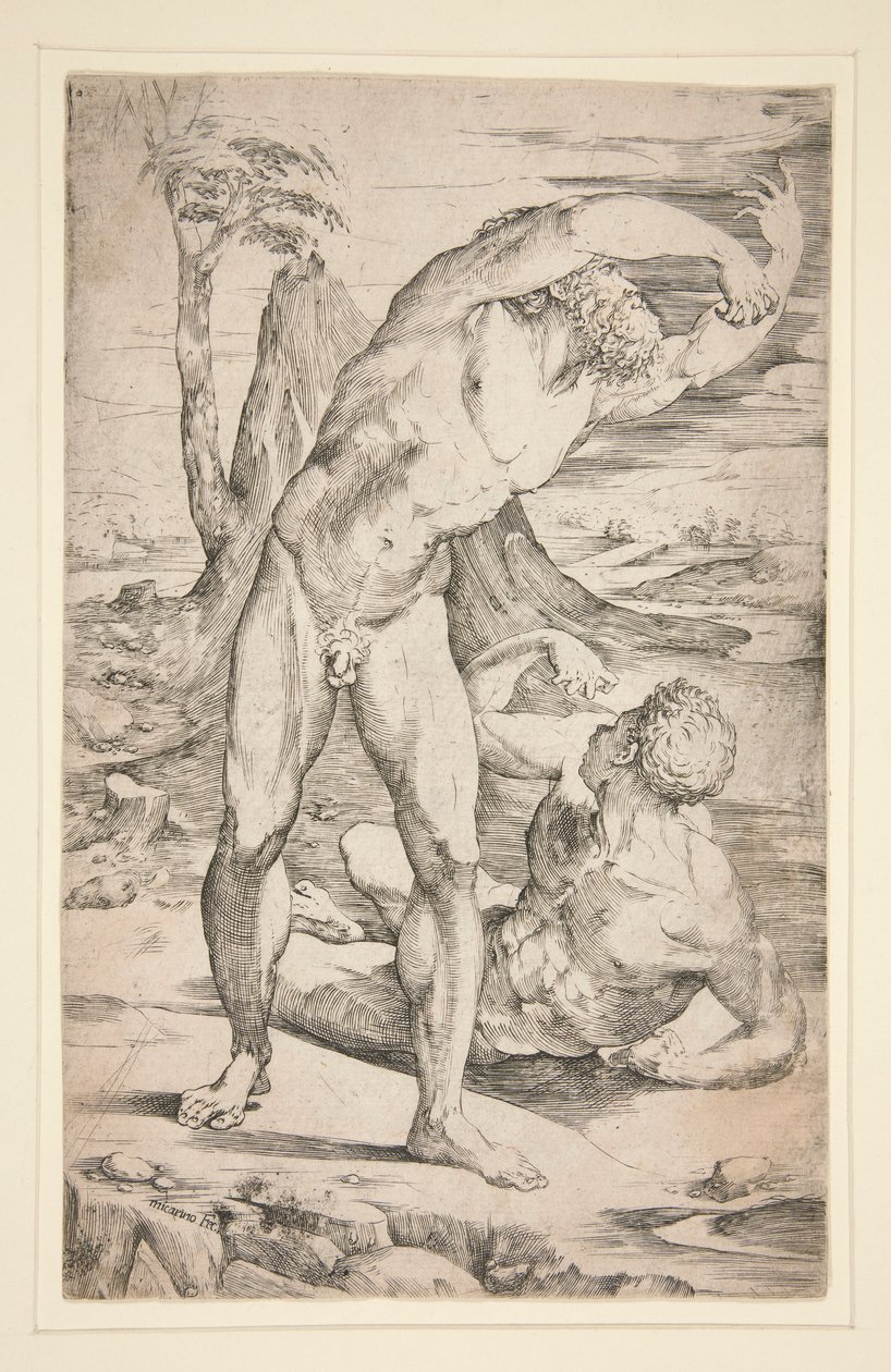 Two Nude Men in a Landscape by Domenico Beccafumi