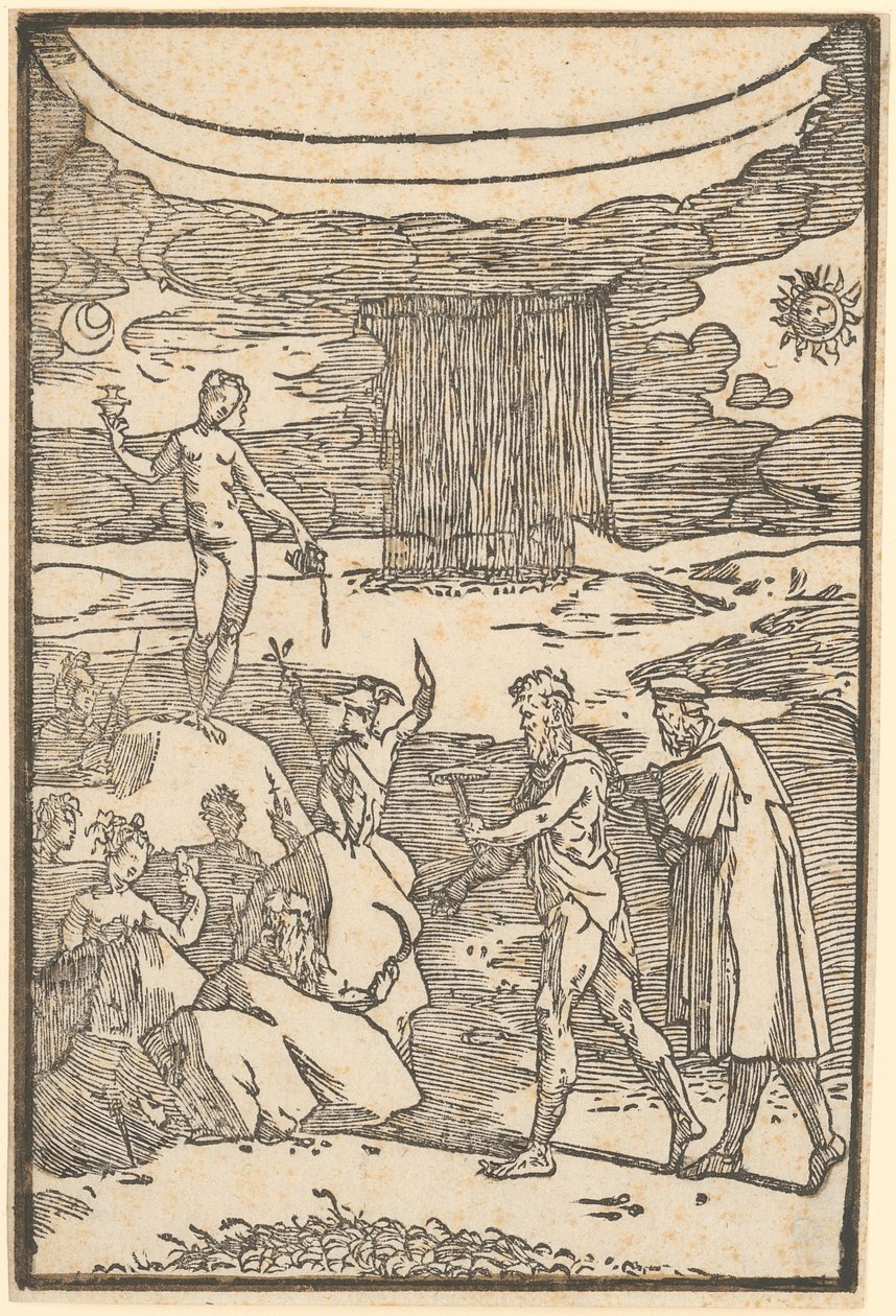Vulcan and the Philosopher (Teoria) Embark on the Search for Metals Enclosed in Rocks, Plate 2 of the Series 