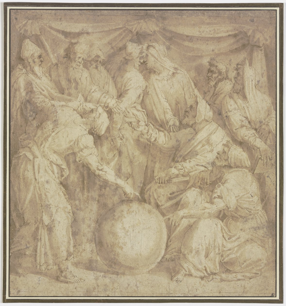 Ten Philosophers Gathered Around a Globe by Domenico Beccafumi