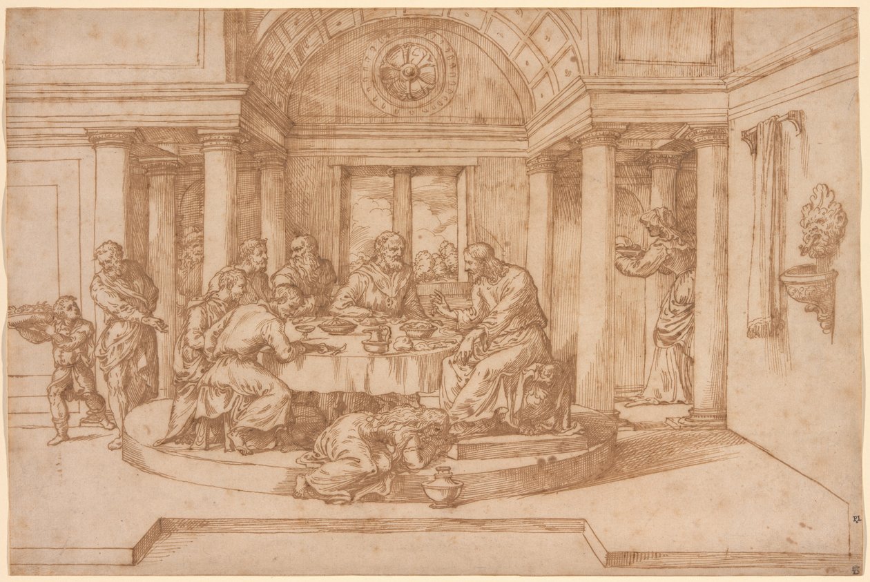 Christ in the House of Simon the Pharisee by Domenico Campagnola