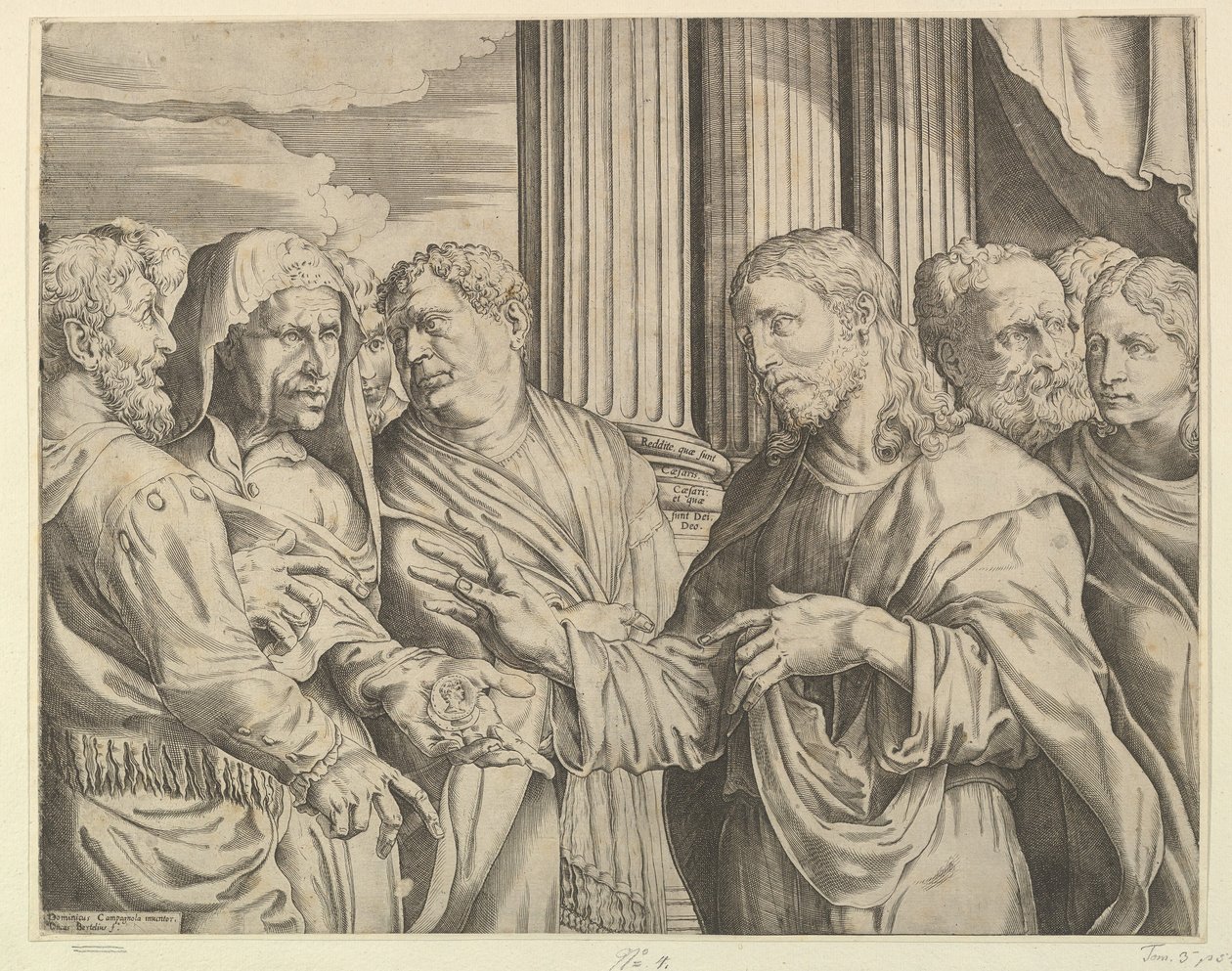 The Tribute Money: Christ Gesturing to a Man with Coins by Domenico Campagnola