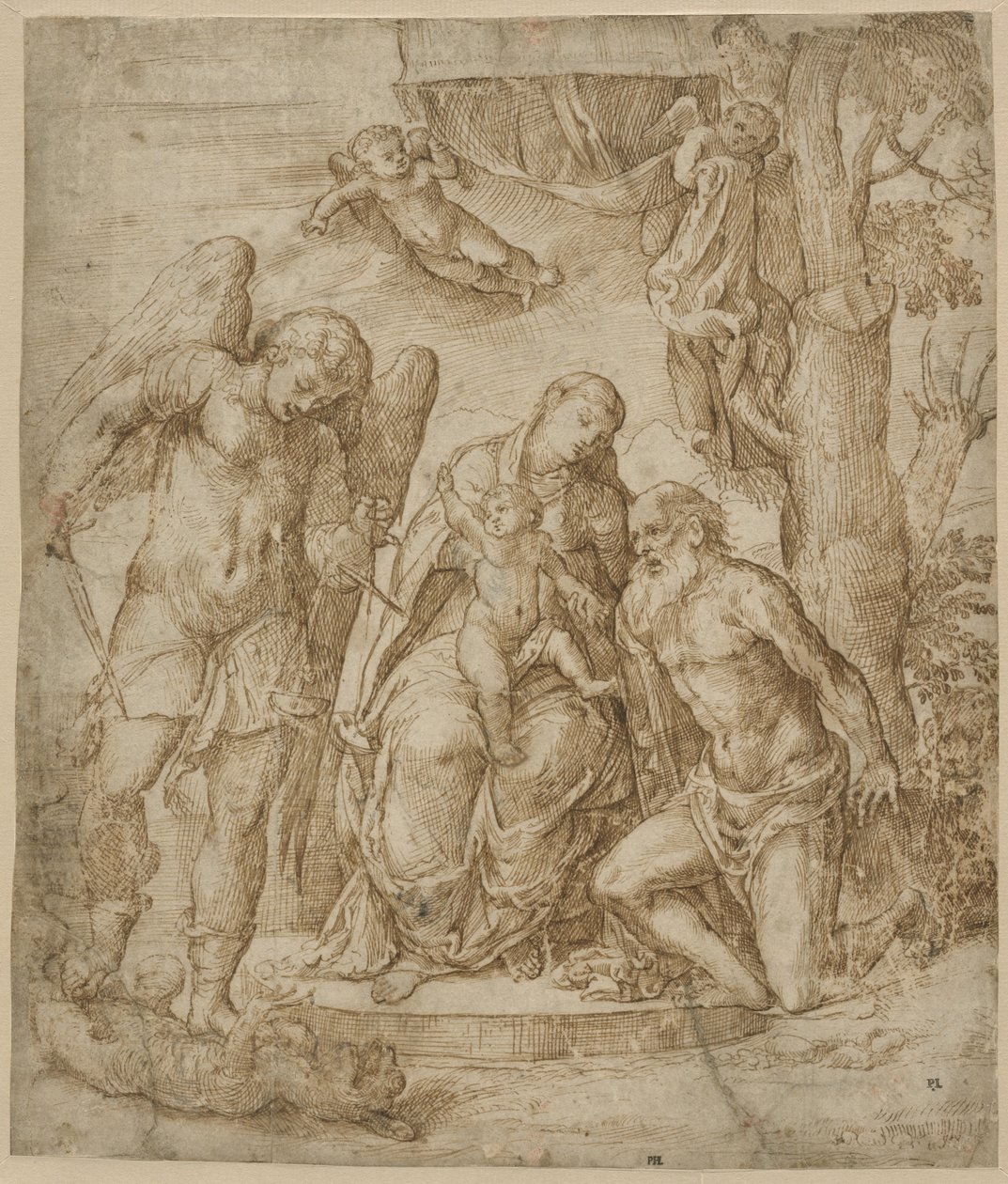 The Virgin and Child with Saints Michael and Jerome, c.1520-25 by Domenico Campagnola