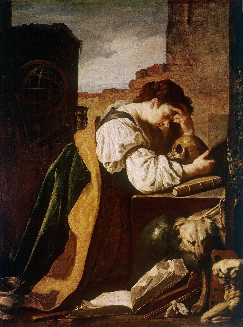 Melancholy. Painting by Domenico Fetti by Domenico Fetti or Feti