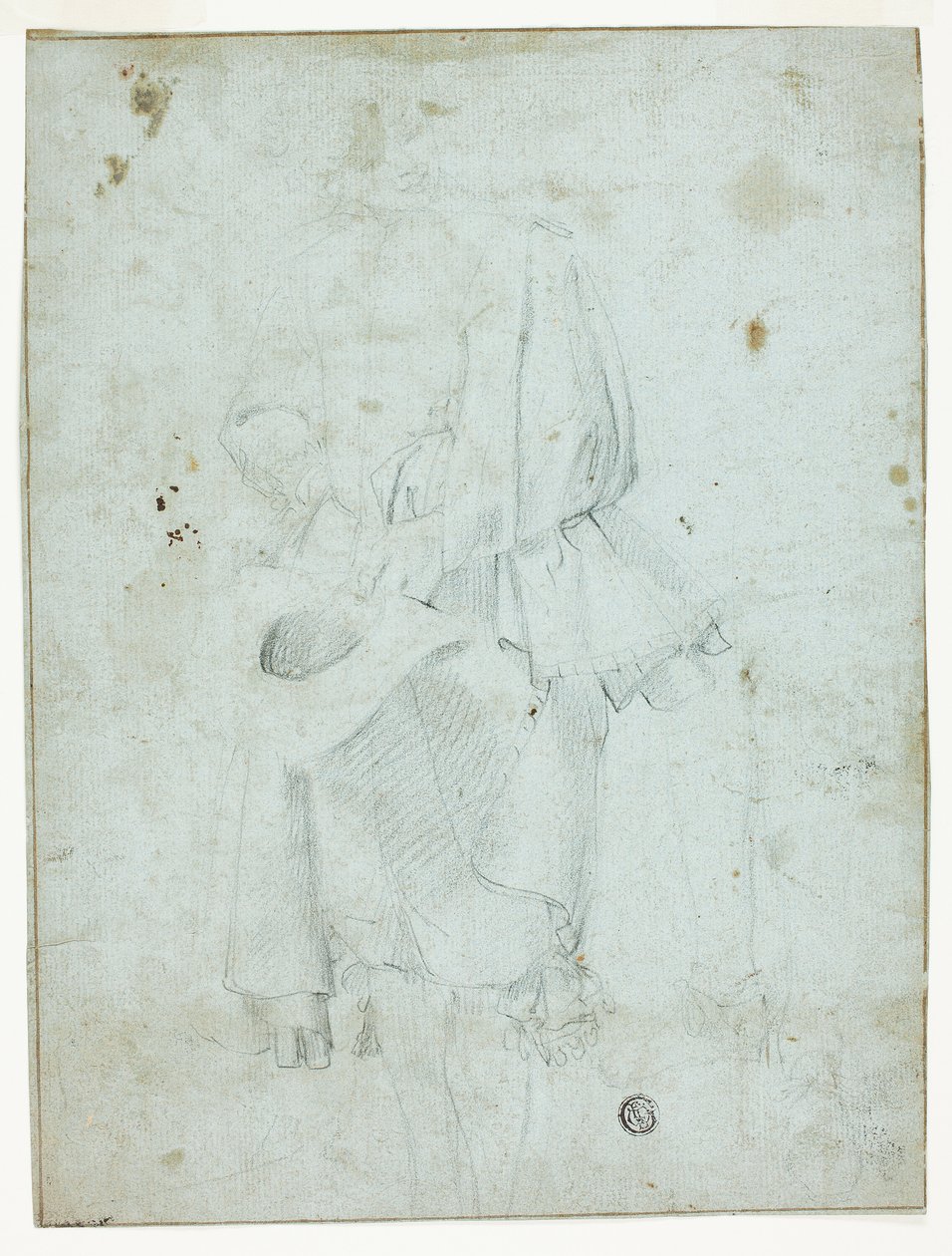 Standing Youth Holding Hat, and Sketch of Legs by Domenico Fiasella