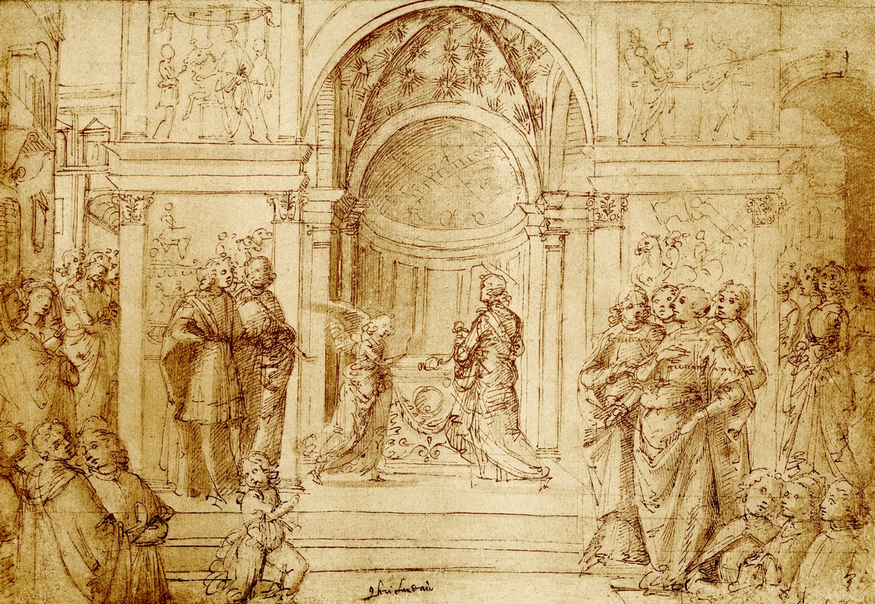 The Angel Appears to Zacharias in the Temple by Domenico Ghirlandaio
