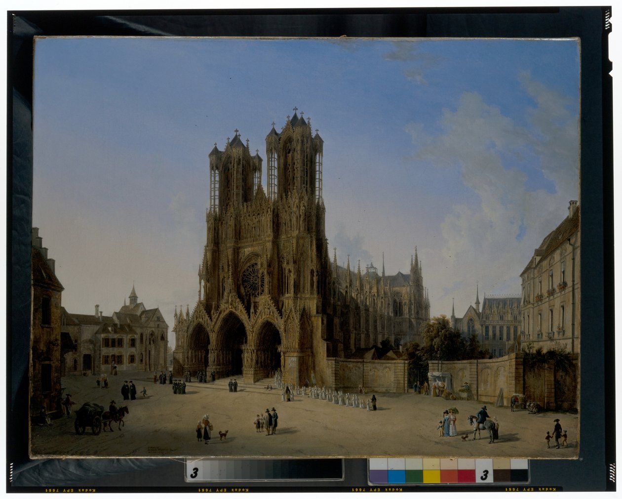 The Cathedral of Notre-Dame, Rheims with a Procession of Communicants by Domenico II Quaglio