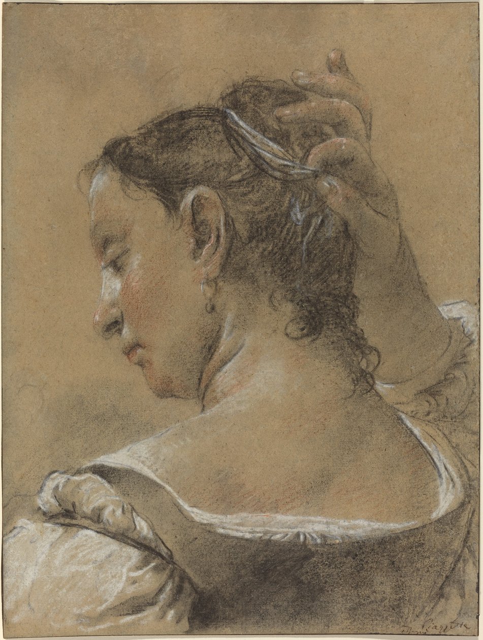 A Young Woman Fixing Her Hair by Domenico Maggiotto