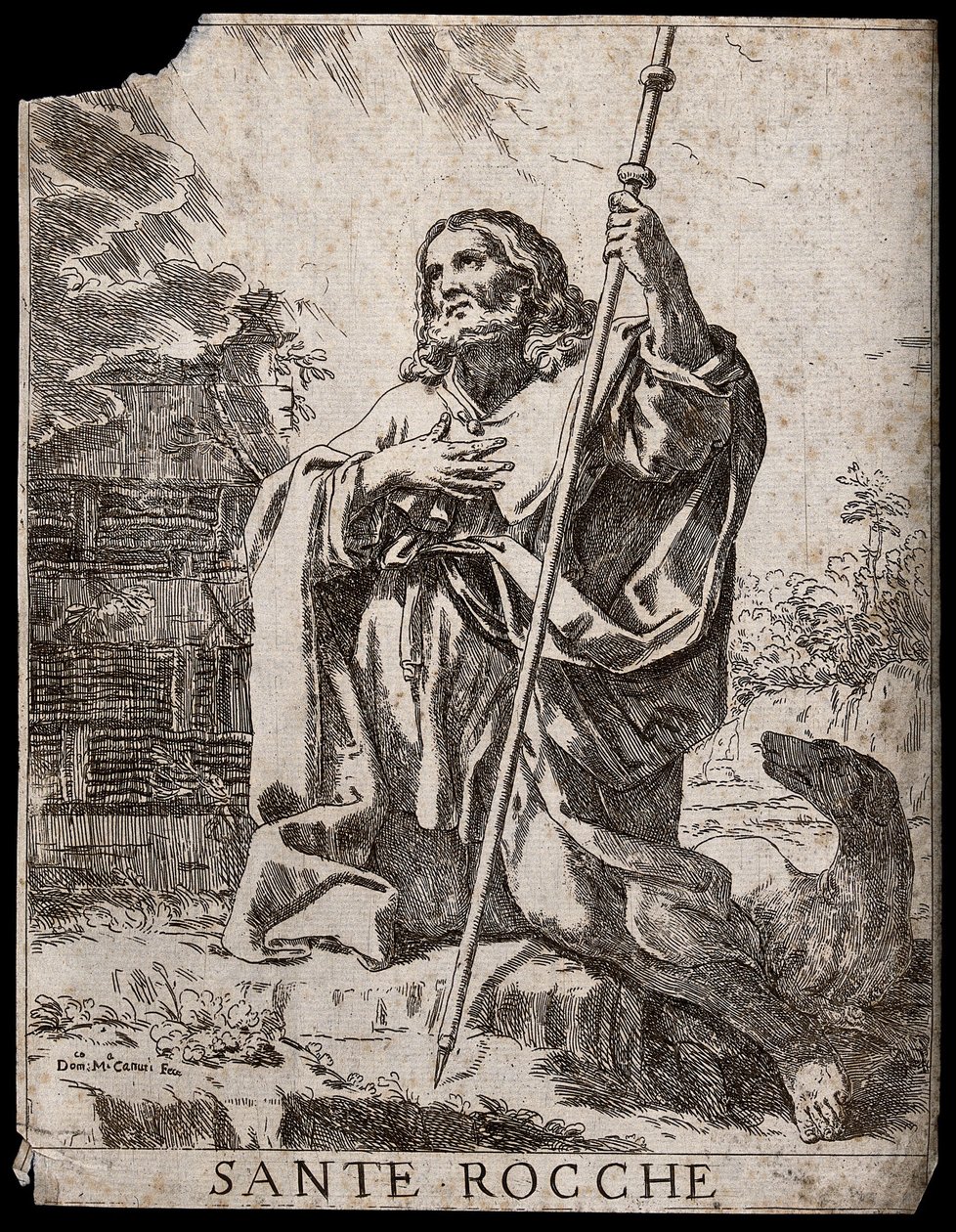 Saint Roch (Etching by D.M. Canuti) by Domenico Maria Canuti