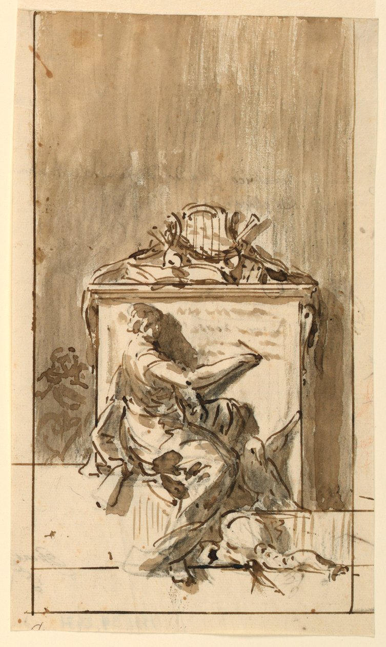 Sketch for a monument to be fastened to a wall, ca. 1800 by Domenico Mondo