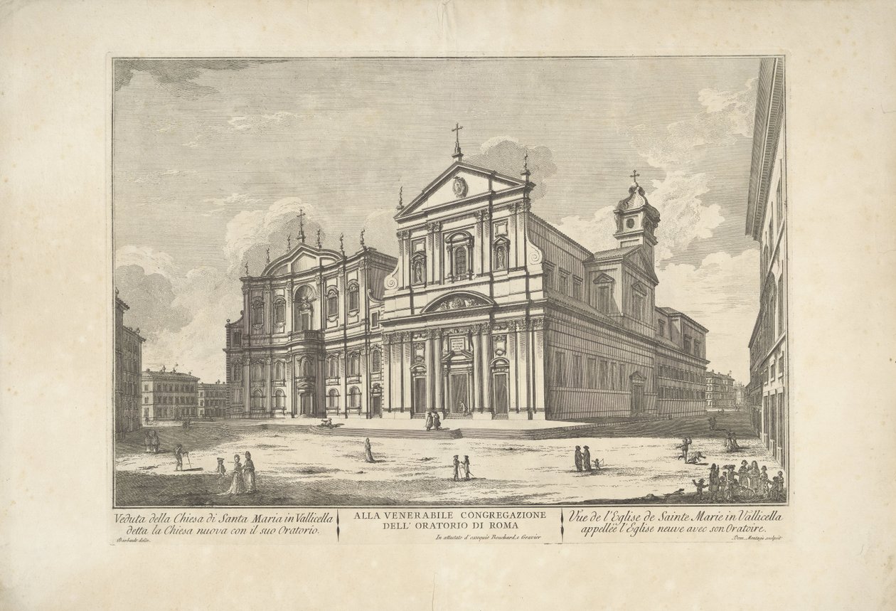 Chiesa Nuova in Rome (title on object: View of the Church of Santa Maria in Vallicella called the New Church with its Oratory) by Domenico Montaigù