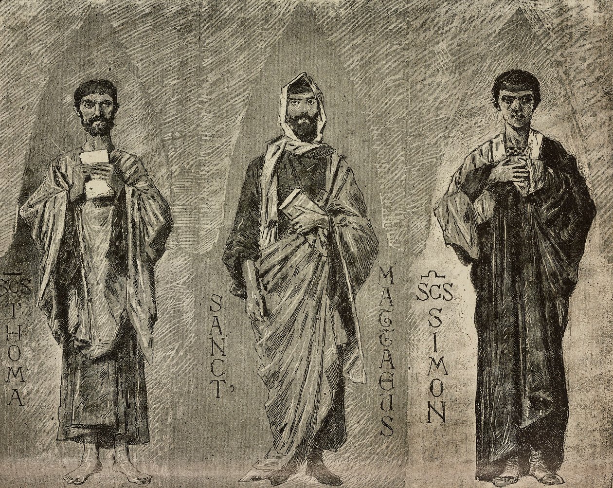 Saints Thomas, Mathew and Simon, Cartoons by Domenico Morelli for Mosaic in Amalfi Cathedral, Italy by Domenico Morelli