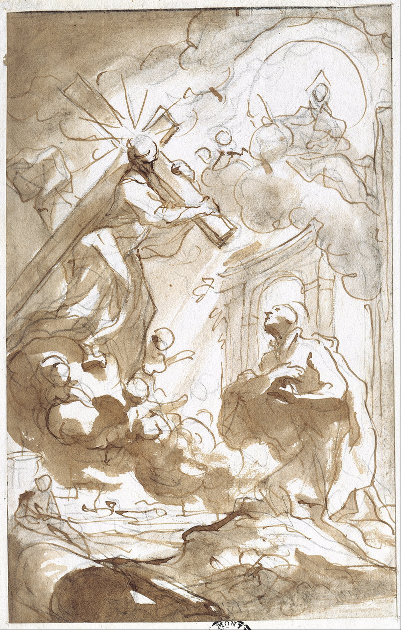 Christ, Carrying His Cross Appears to Saint Ignatius of Loyola by Domenico Piola