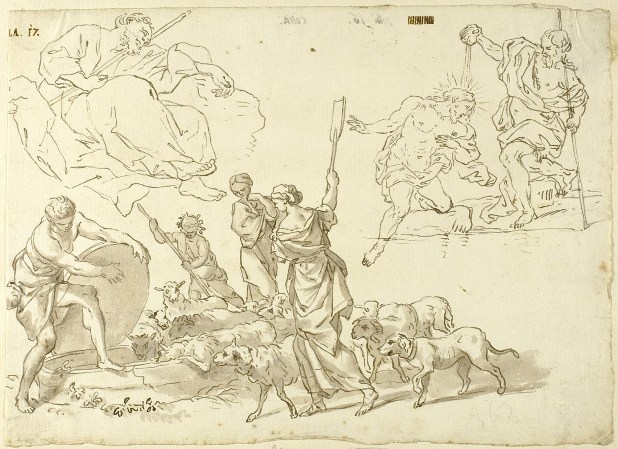 Sketches of Religious Scenes by Domenico Piola