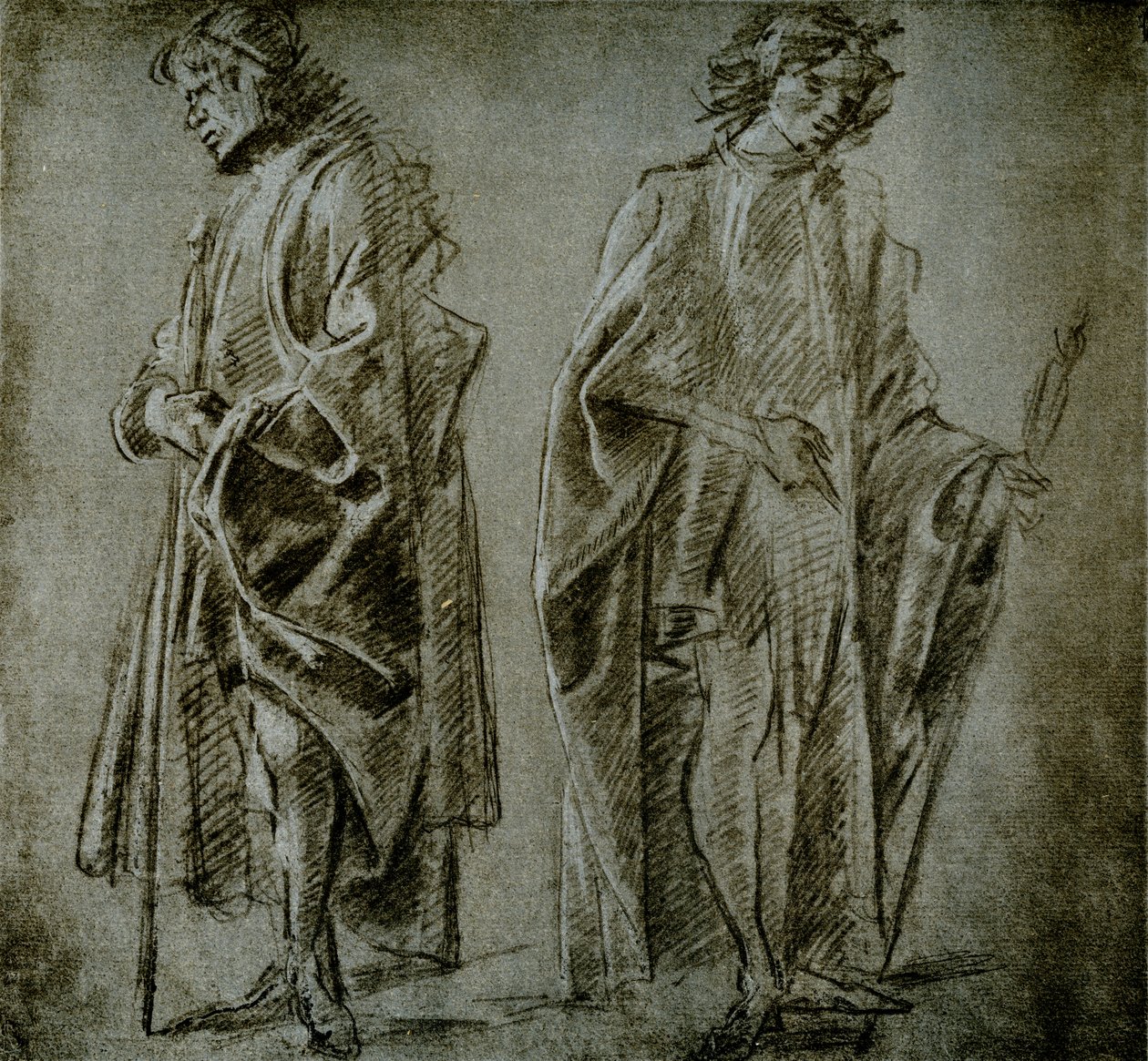 Drapery studies for two male figures by Domenico school of Ghirlandaio