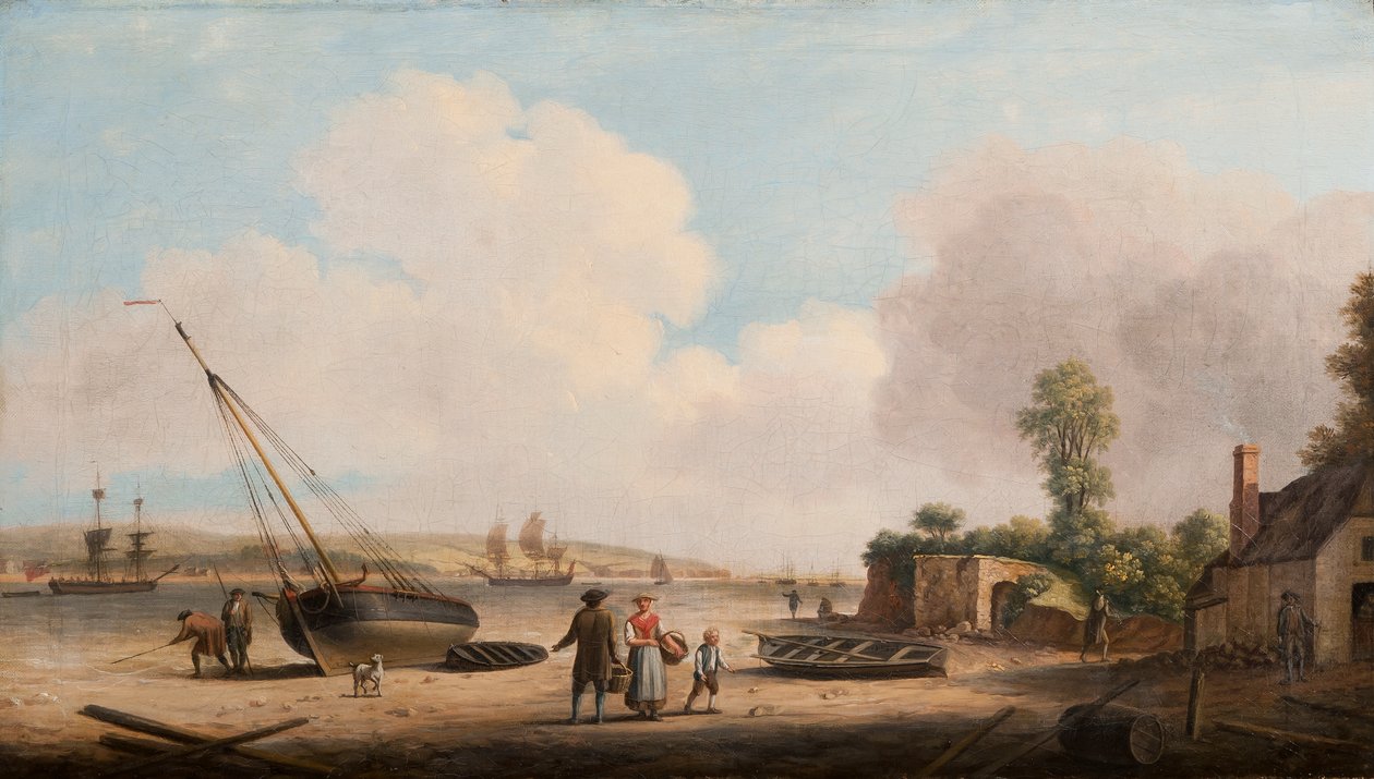View of Gravesend with a Stranded Fishing Boat and Shipping in the Estuary, 1770 by Dominic Serres