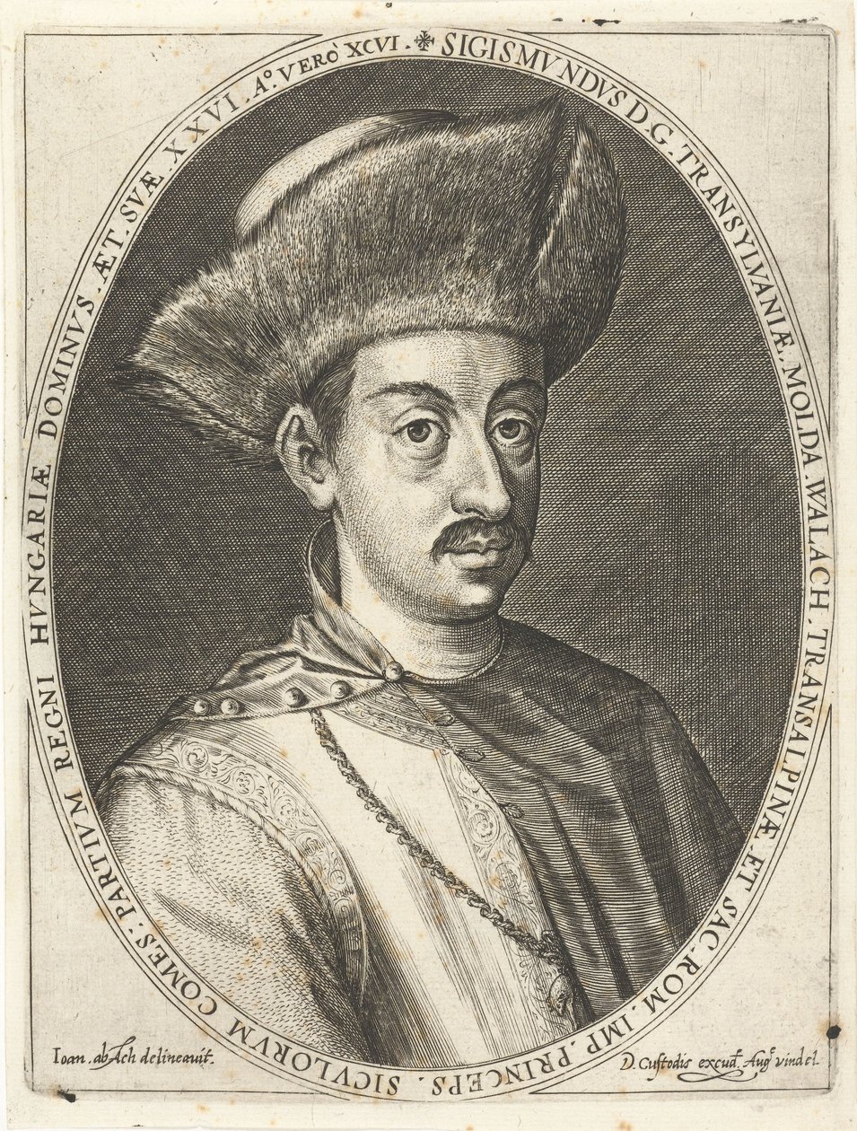 Sigismund Bathory, Prince of Transylvania. From Atrium heroicum, Augsburg by Dominicus or Custodis Custos