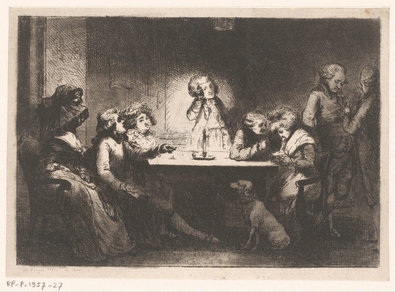Group Around a Table by Candlelight by Dominique Vivant Denon (baron)
