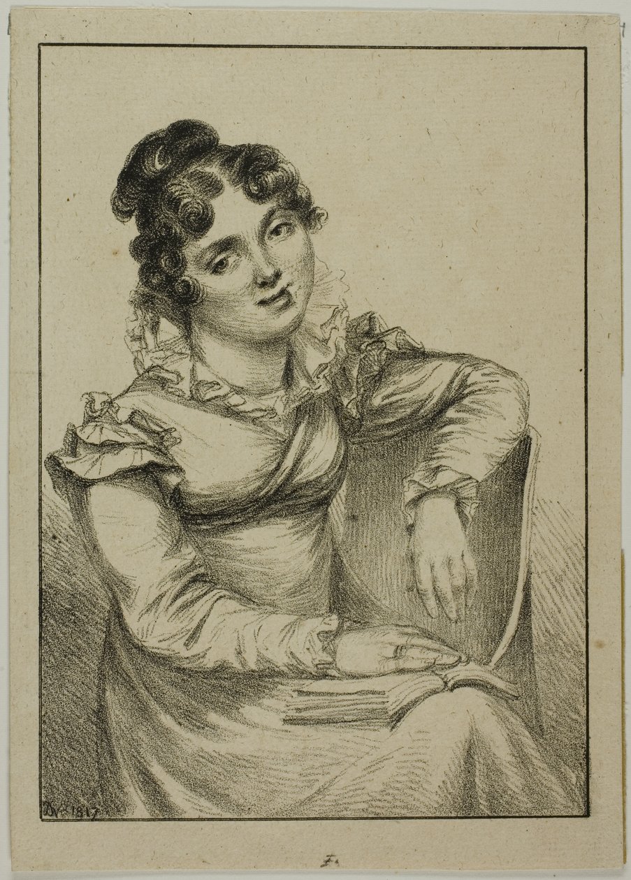 Seated Young Woman Holding an Open Book by Dominique Vivant Denon