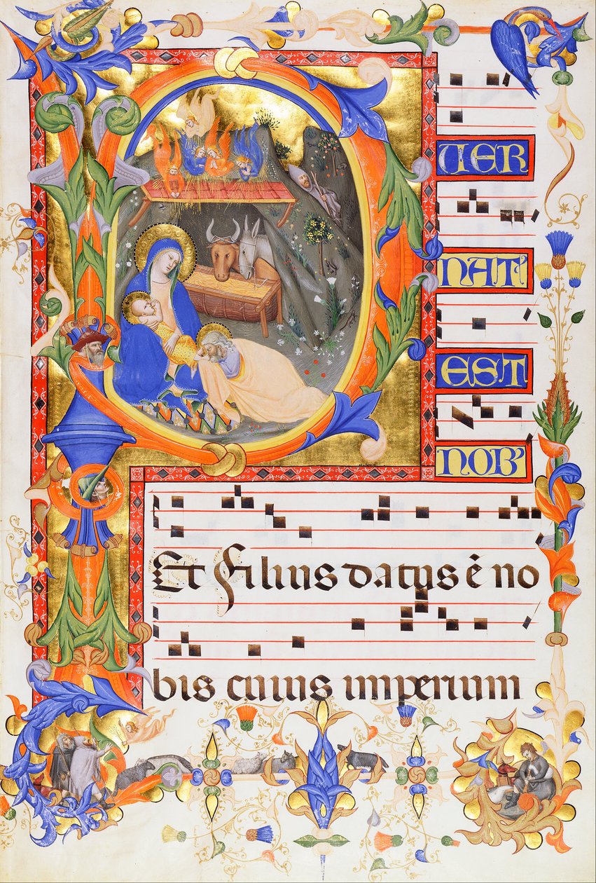 Nativity, in an Initial P by Don Silvestro dei Gherarducci